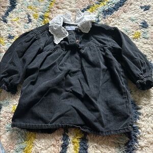 Black Long-Sleeve dress with White Collar